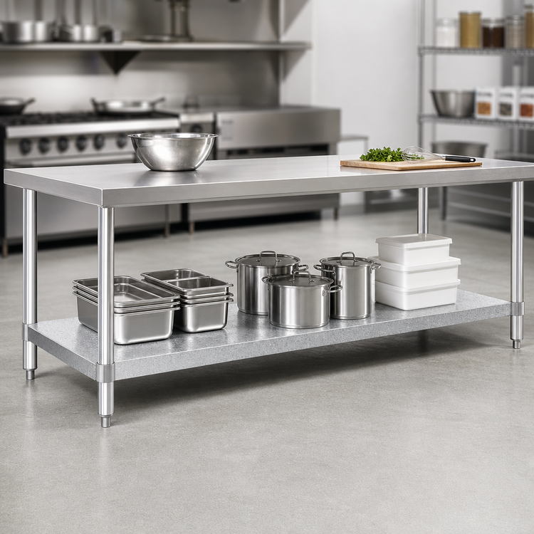 Product image #3 for 96 Inch x 30 Inch Galvanized Undershelf for Commercial Work Tables