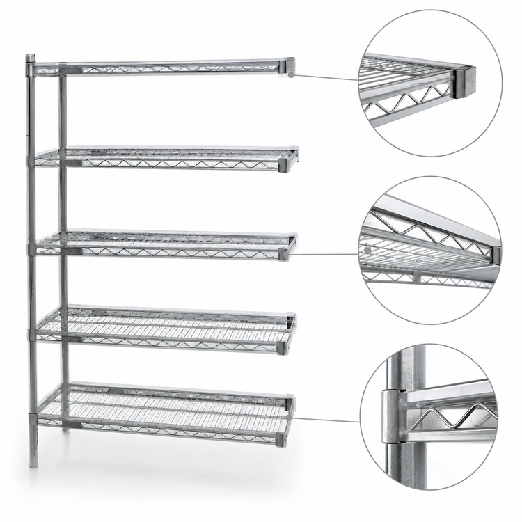 Product image #3 for EAGLEbrite 48"W x 21"D x 86"H 5-Tier Add-On Wire Shelving Unit, Zinc Finish