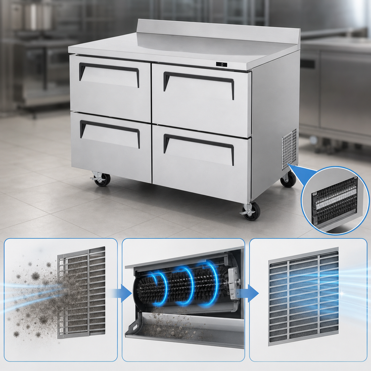 Product image #3 for Turbo Air Super Deluxe 48.25-Inch Two-Section Worktop Drawer Freezer with 4 Stainless Steel Drawers