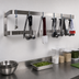 Thumbnail image #3 for Advance Tabco Wall-Mounted Double-Bar Stainless Steel Pot Rack, 96 Inch x 12 Inch, 18 Plated Double Hooks