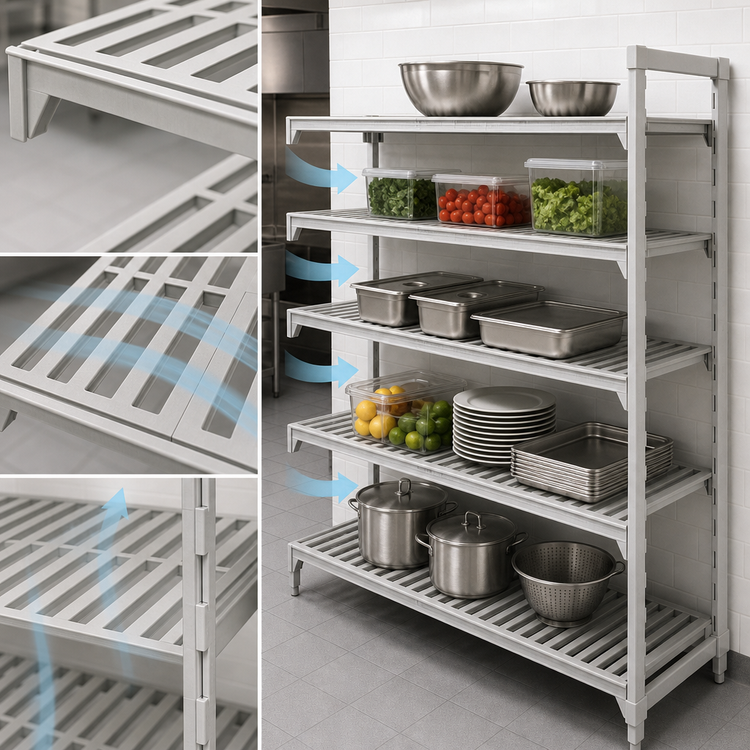 Product image #4 for Cambro Camshelving Premium 5-Shelf Vented Stationary Add-On Polymer Shelving Unit, 18 x 72 x 84 Inches