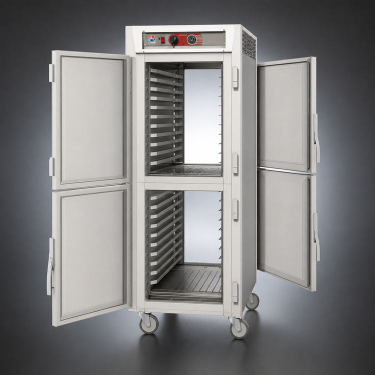 Product image #3 for Metro C5 6 Series Mobile Full-Height Pass-Thru Heated Holding Cabinet with Solid Dutch Doors and 34-Pan Capacity
