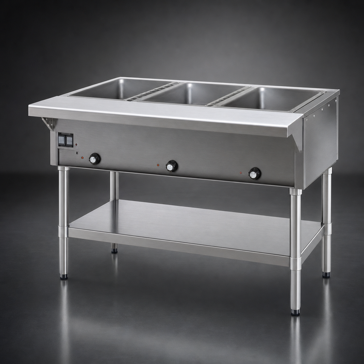Product image #3 for Eagle Group SDHT3-240-3 48-Inch Stationary Electric Hot Food Table, Open Base, 3 Dry Wells, 240V 3-Phase
