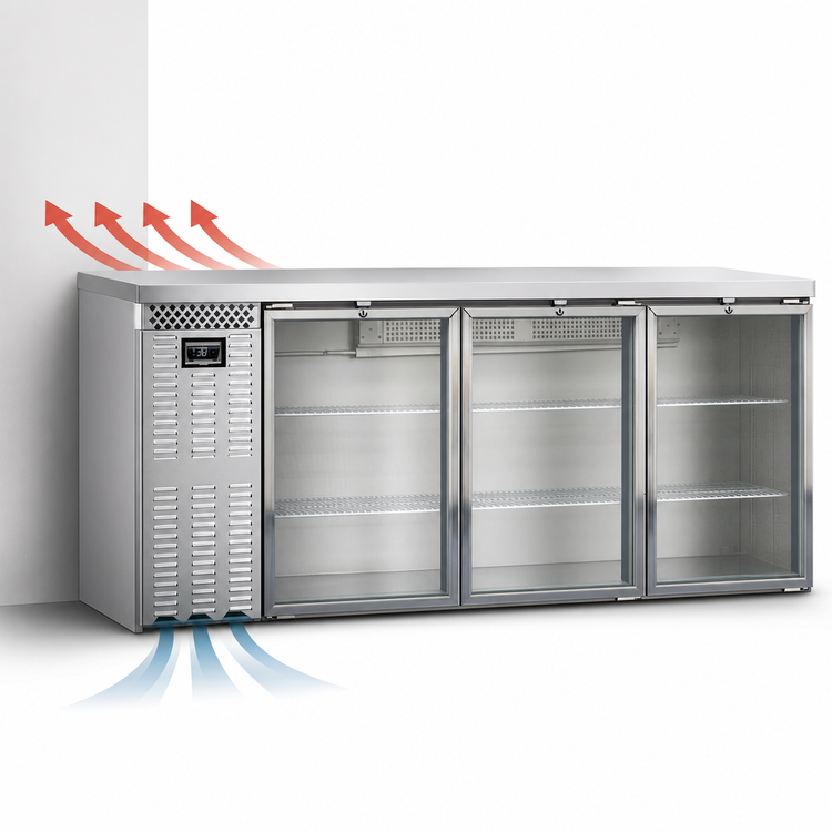 Product image #3 for Continental Refrigerator BB79NSSGD 79" Three Glass Door Refrigerated Back Bar Cooler