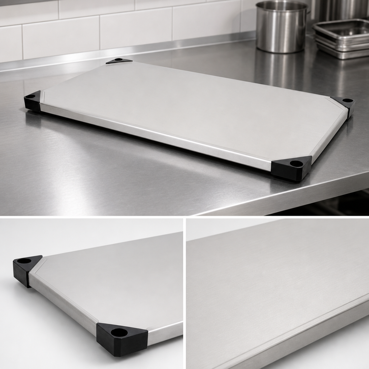 Product image #3 for Omcan USA Solid Stainless Steel Commercial Shelf, 48 x 24 Inches, 450 lb. Capacity