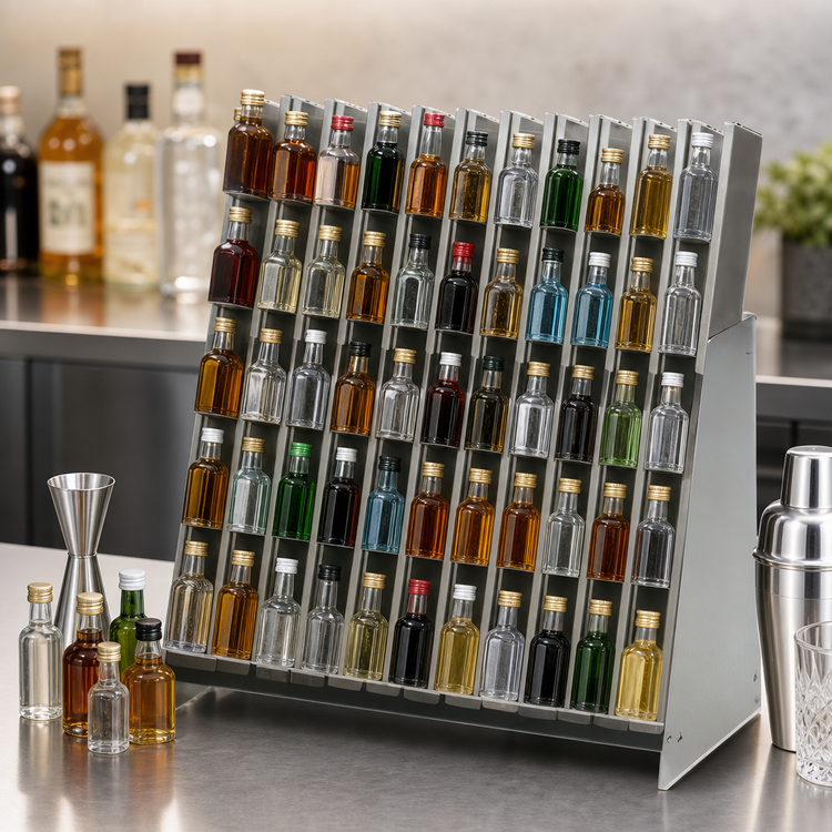 Product image #3 for Eagle Group Spec-Bar Countertop Mini Bottle Rack, 252-Bottle Capacity, 24 x 12 x 12 Inches, Stainless Steel