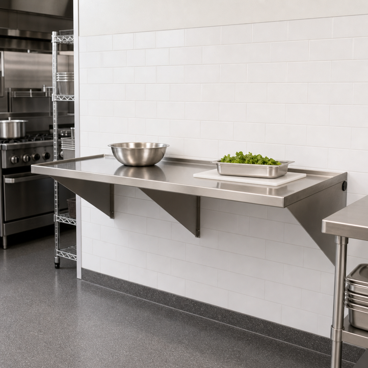 Product image #3 for Eagle Group Wall-Mount Stainless Steel Work Table, 72 x 30 Inches, 14 Gauge