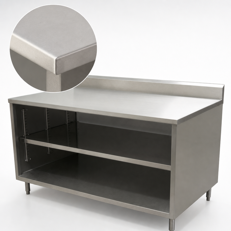 Product image #3 for BK Resources Stainless Steel Chef Table with Open Front Cabinet Base and 5-Inch Riser, 48 x 24 x 39-3/4 Inches