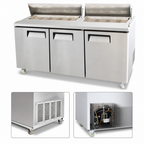 Thumbnail image #3 for Atosa USA, Inc. MSF8304GR 72.7-Inch 3-Section Sandwich/Salad Prep Table Refrigerator, 3 Solid Doors, 21.1 Cu. Ft.