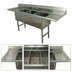Thumbnail image #3 for Advance Tabco Fabricated 3-Compartment Stainless Steel Sink with Left and Right Drainboards, 96-Inch Long