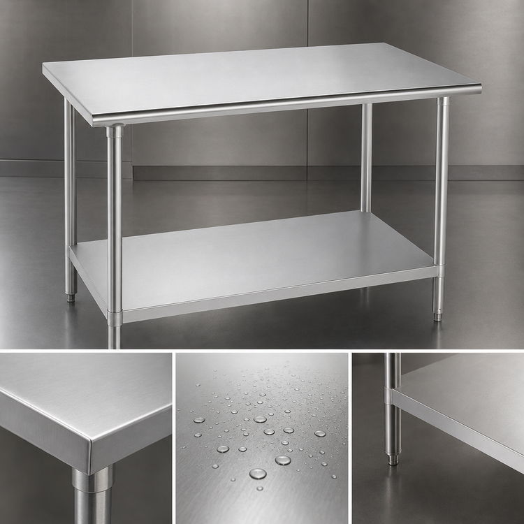 Product image #3 for Advance Tabco 72 x 36-Inch Flat Top Stainless Steel Work Table with Adjustable Undershelf