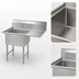 Thumbnail image #3 for BK Resources One-Compartment Stainless Steel Sink with Right Drainboard, 44-1/2 Inch W