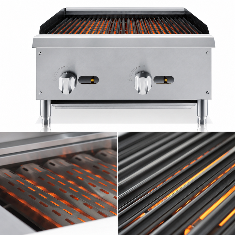 Product image #4 for General 24-Inch Countertop Gas Charbroiler, Radiant, 70,000 BTU