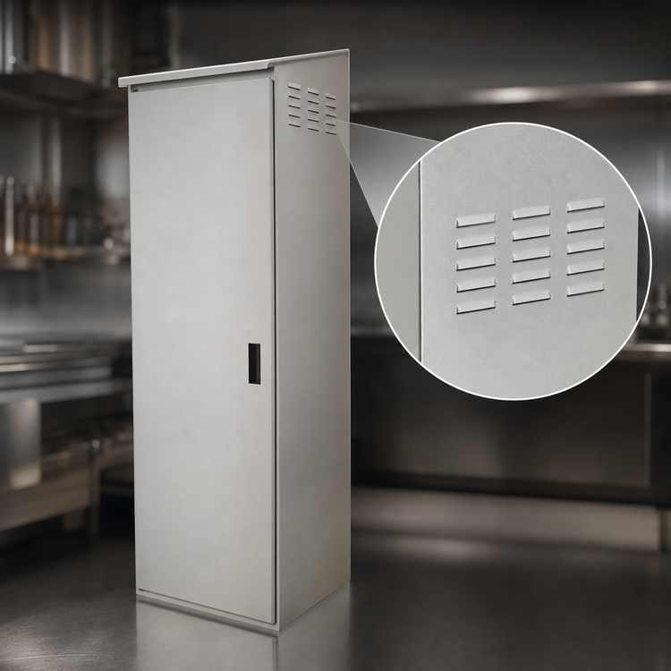 Product image #3 for Advance Tabco CAB-4-300 Free Standing Stainless Steel Underbar Storage Cabinet with Left-Hinged Door and 4 Shelves