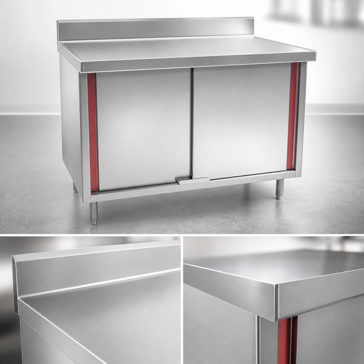 Product image #3 for Eagle Spec-Master Marine Series Stainless Steel Enclosed Work Table with Sliding Doors, 60 x 24 Inches, 4-1/2 Inch Backsplash