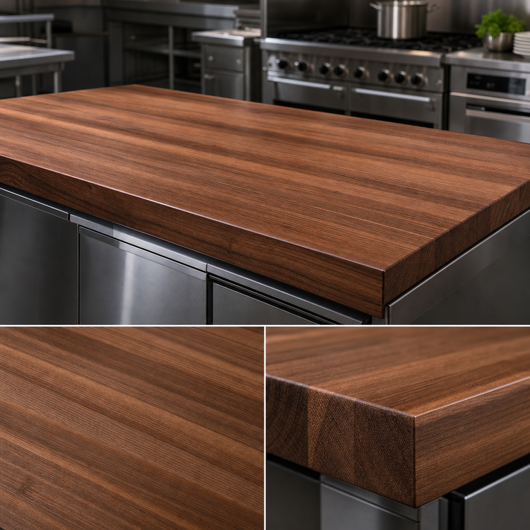 Product image #3 for John Boos Boos Block American Black Walnut Edge Grain Kitchen Countertop, 72 x 38 x 3 Inches, Varnique Finish