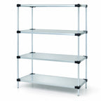 Thumbnail image #3 for Quantum WR54-1842SG Stationary Solid Shelving Starter Kit, 42"W x 18"D x 54"H, 4 Shelves, Galvanized Steel with Chrome Posts
