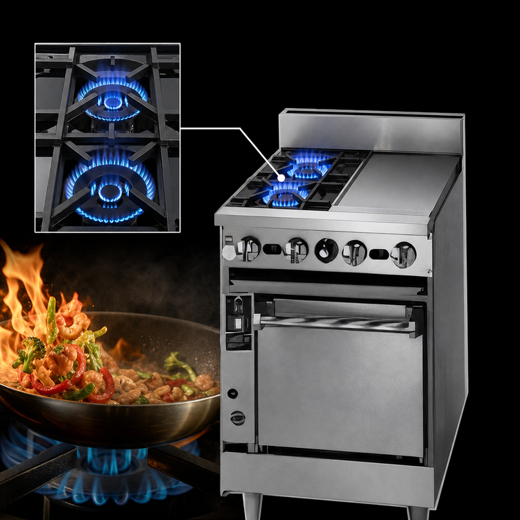 Product image #3 for Jade Range Bistro JBR-2-12G 24" Gas Restaurant Range with (2) Open Burners & 12" Griddle