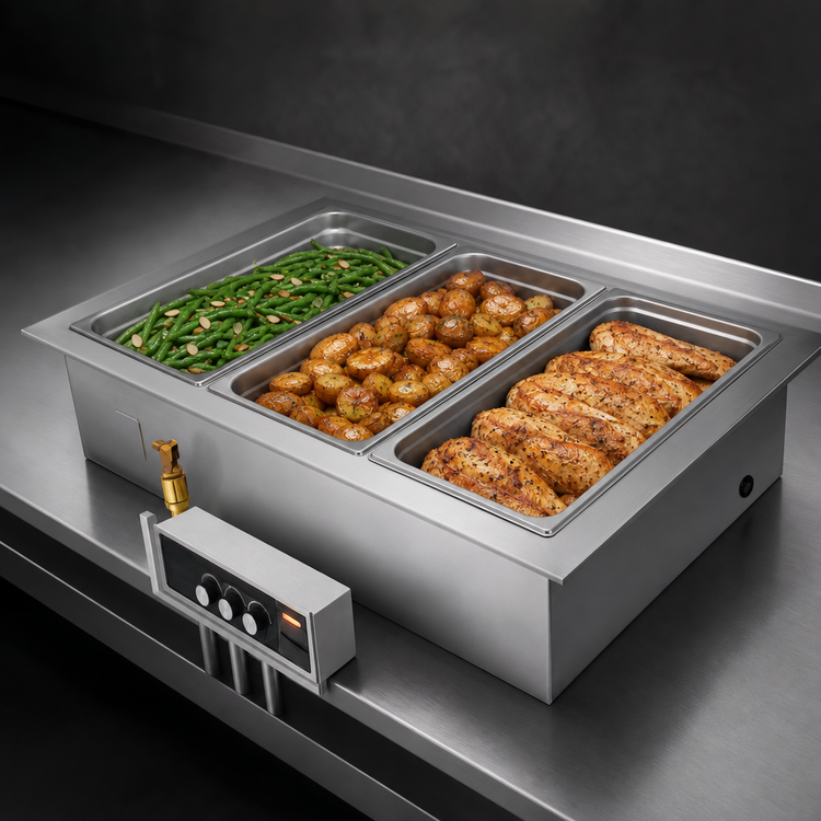 Product image #3 for Hatco Drop-In Modular/Ganged Heated Well with Drains, 3 Full-Size Pan Capacity