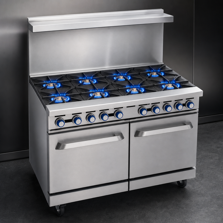 Product image #3 for Imperial Pro Series 48-Inch Gas Restaurant Range with 8 Open Burners, Standard Oven and Cabinet Base