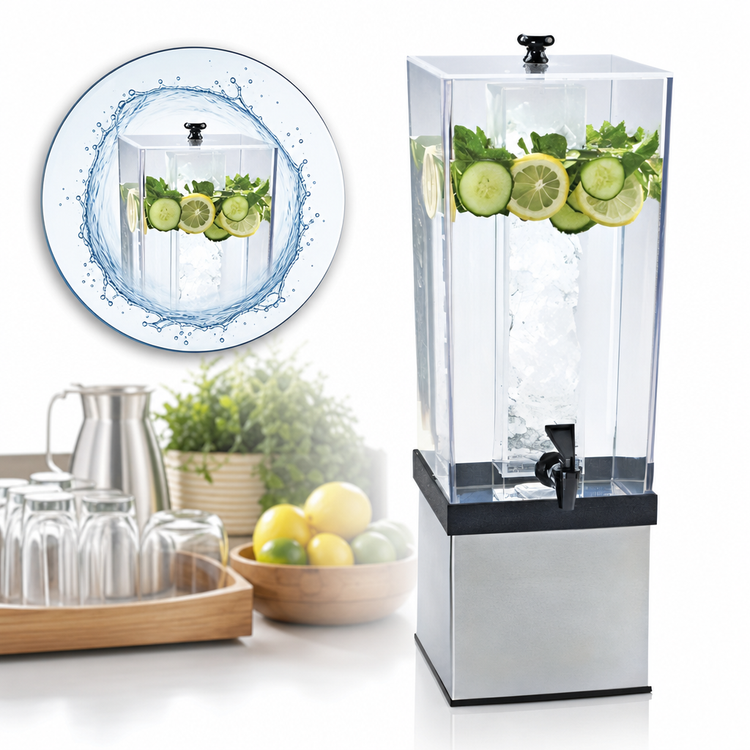 Product image #3 for Cal-Mil Single 3 Gallon Infusion Beverage Dispenser with Polycarbonate Tank and Stainless Steel Base