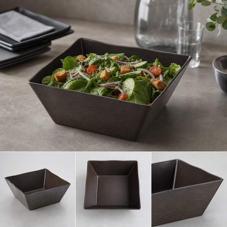 Product image #4 for Square Melamine Bowl, Walnut, 125 oz.