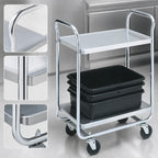 Thumbnail image #3 for Vollrath 97161 2-Shelf Chrome-Plated Utility Bus Cart, Stainless Steel Shelves, 500 lb Capacity, 33 x 21 Inch Shelves