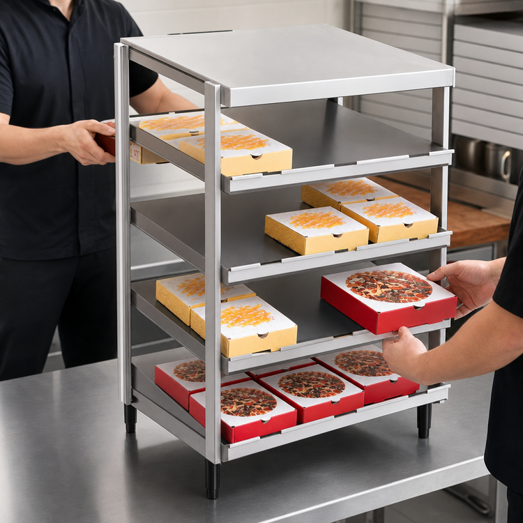 Product image #3 for Hatco Glo-Ray Countertop Pass-Thru Pizza Warmer with Quad Slant Shelves, 24 x 24-Inch, 2.4 kW