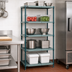 Thumbnail image #3 for Quantum 5-Tier Stationary Wire Plastic Mat Shelving Unit, 30 x 24 x 74 Inches, Green Epoxy