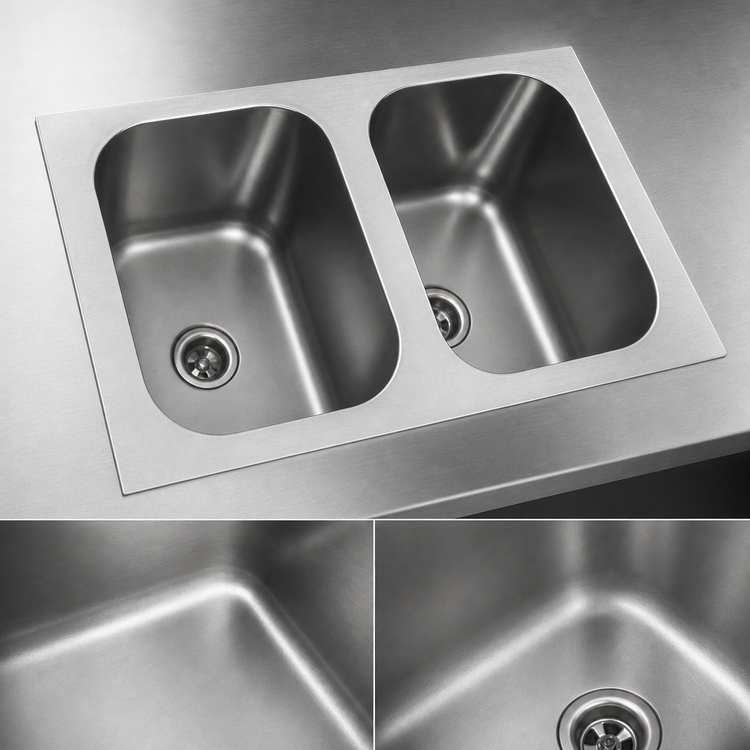 Product image #3 for Eagle Group Two-Compartment Seamless Weld-In Sink with 10 x 14 x 9-1/2 in Bowls