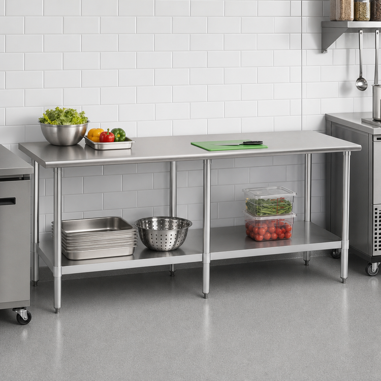 Product image #3 for Eagle Budget Series 30" W x 24" D Flat Top 430 Stainless Steel Work Table with Adjustable Undershelf