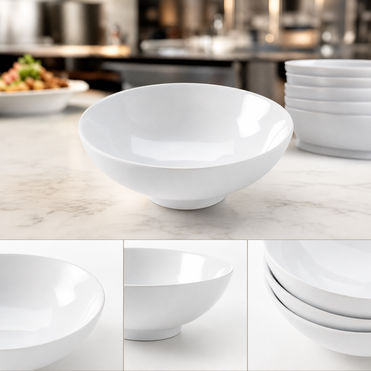 Product image #4 for American Metalcraft 32 oz White Melamine Round Noodle Bowl