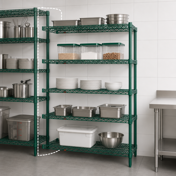 Product image #4 for Metro Super Erecta Add-On Wire Shelving Unit, 30"W x 18"D x 74"H, 5 Shelves, Metroseal 3 Epoxy-Coated