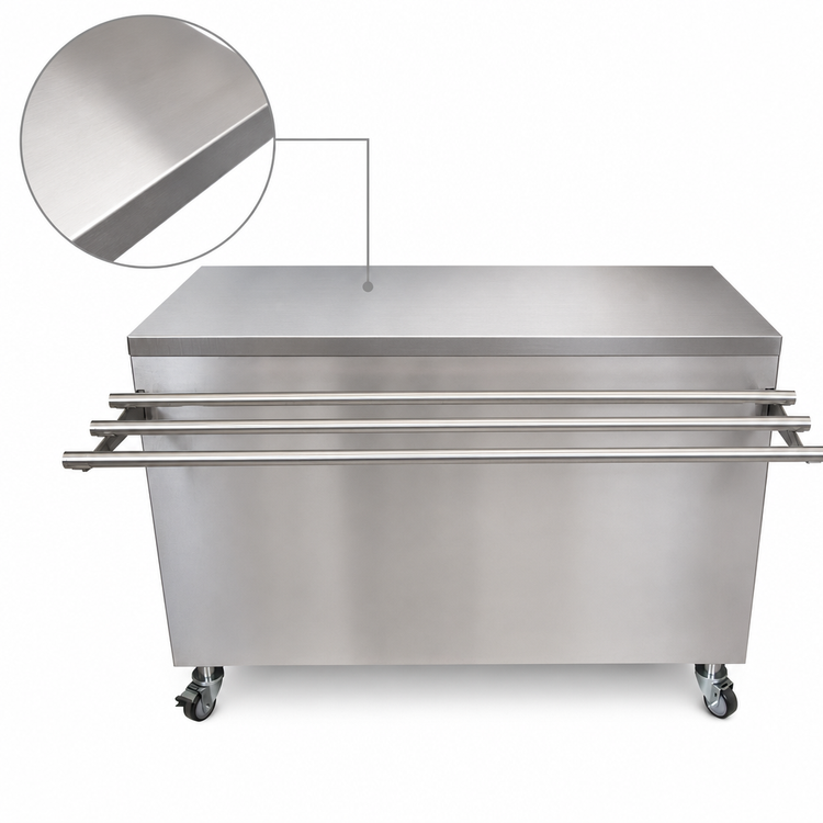 Product image #3 for BK Resources 48 Inch x 24 Inch Stainless Steel Stationary Serving Counter with Hinged Door and Drop Shelf