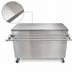 Thumbnail image #3 for BK Resources 48 Inch x 24 Inch Stainless Steel Stationary Serving Counter with Hinged Door and Drop Shelf