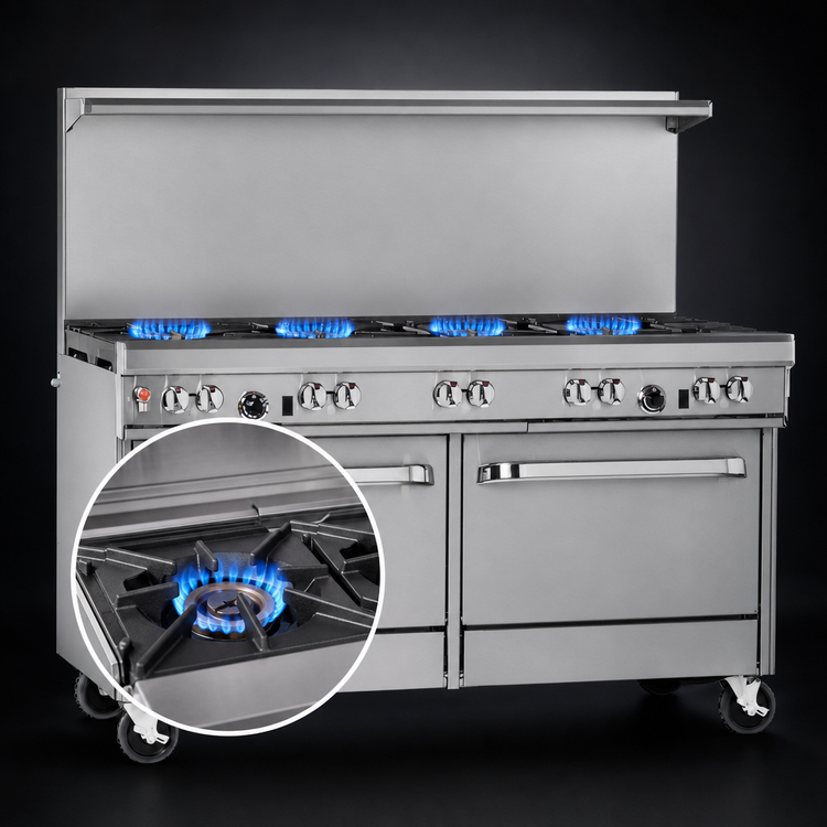 Product image #3 for Southbend Ultimate 60-Inch Gas Restaurant Range with 4 Open Burners, Griddle/Broiler, Standard Oven, and Cabinet Base
