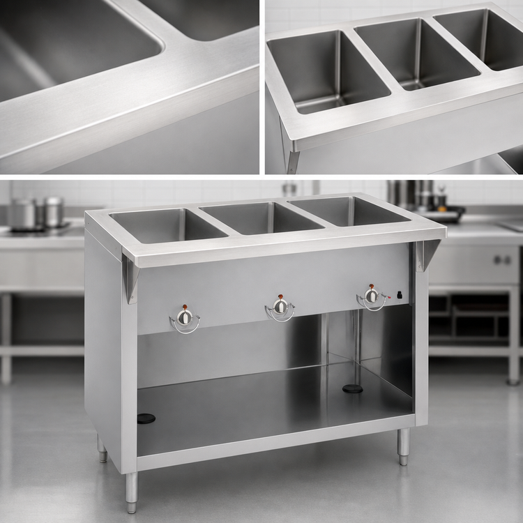 Product image #3 for Thurmaduke E-4-CBSS Electric 4-Pan Steamtable Unit with Stainless Steel Base