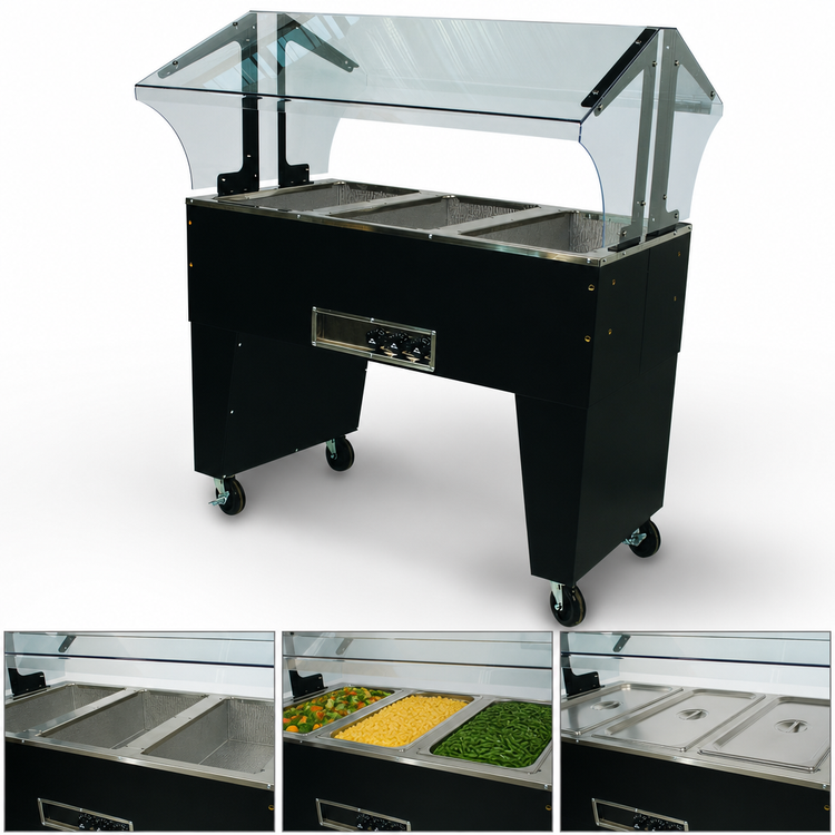 Product image #3 for Advance Tabco Triumph Supreme 3-Well Portable Electric Hot Food Buffet Table, 120V, Open Base