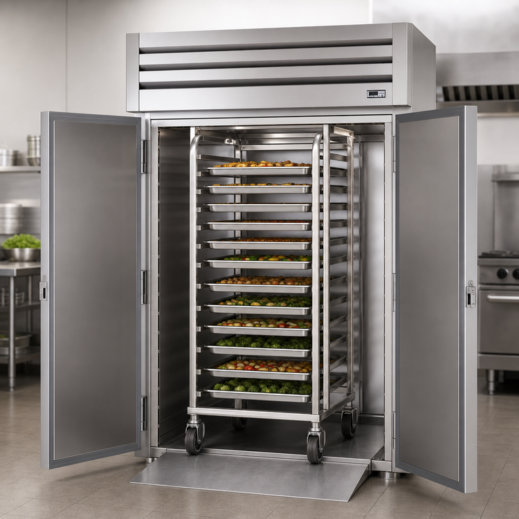 Product image #3 for True Spec Series Roll-Thru Two-Section Heated Holding Cabinet with Front and Rear Solid Swing Doors