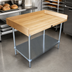 Thumbnail image #3 for Advance Tabco 48 x 36 Inch Bakers' Table with 1-3/4 Inch Wood Top, 4 Inch Rear and Side Splash, and Galvanized Undershelf