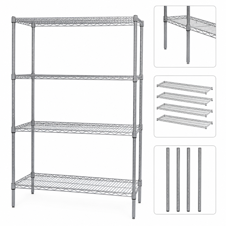 Product image #3 for Quantum 60" x 30" x 54" Wire Shelving Starter Kit, 4-Shelf Stationary Unit