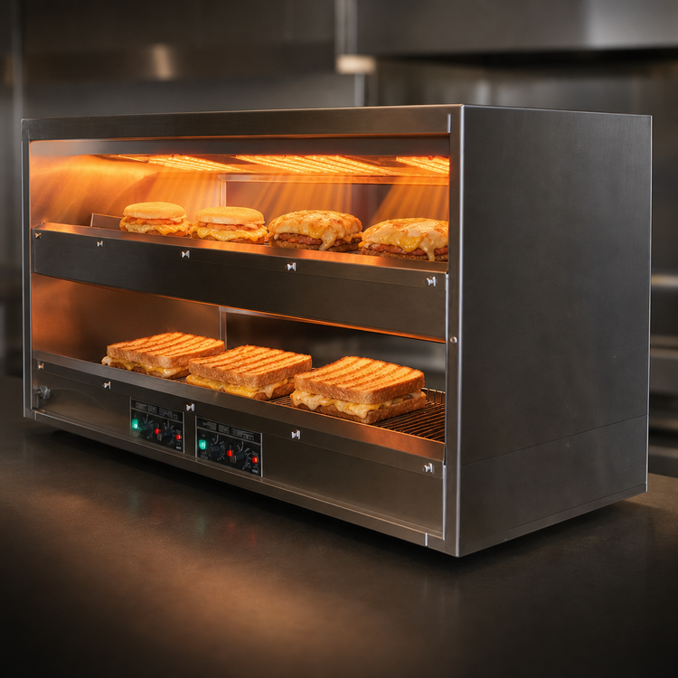 Product image #3 for BKI 2TSM-6224L Countertop Pass-Through Sandwich Warmer with 2 Slanted Shelves