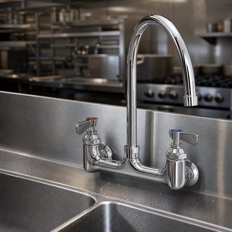 Product image #3 for OptiFlow Heavy-Duty Splash-Mounted Gooseneck Faucet, 8 Inch Centers