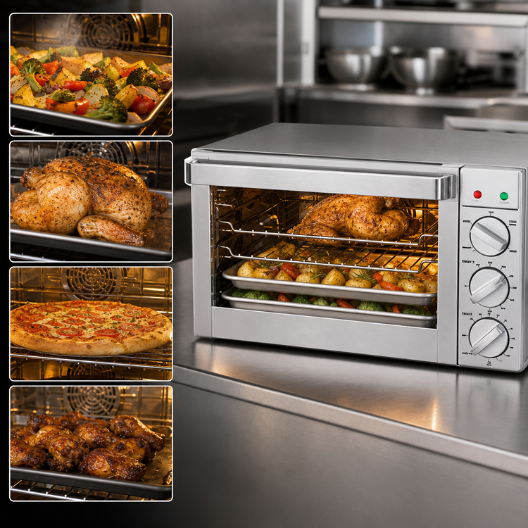 Product image #3 for Waring Quarter-Size Countertop Electric Convection Oven, 3-Pan Capacity, Brushed Stainless Steel, 120V