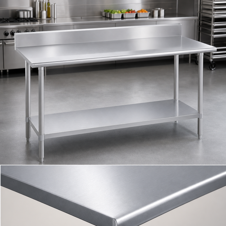 Product image #3 for Duke 120-Inch x 24-Inch Stainless Steel Work Table with 5-Inch Riser and Undershelf