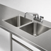 Thumbnail image #3 for Advance Tabco Double Bowl Welded Sink Into Table Top with Faucet, 30