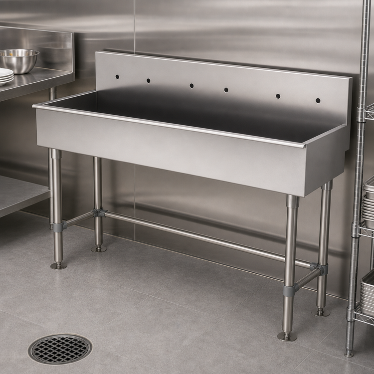 Product image #3 for Advance Tabco 72-Inch Freestanding Multiwash Hand Sink, 304 Stainless Steel
