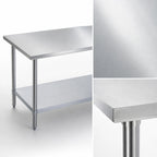 Thumbnail image #3 for Duke Manufacturing 416-36120 120-Inch x 36-Inch Stainless Steel Work Table, 16-Gauge 400-Series Top, Galvanized Undershelf