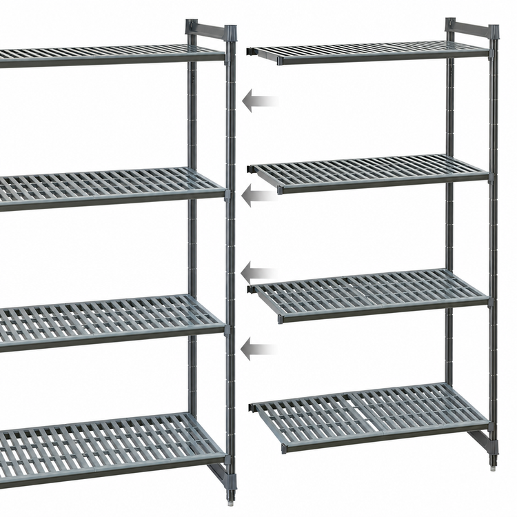 Product image #3 for Cambro Camshelving Basics Plus 21" x 54" x 72" 4-Tier Vented Add-On Shelving Unit, Brushed Graphite