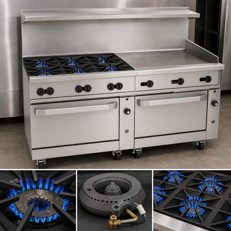Product image #3 for Wolf Challenger XL 72-Inch Gas Restaurant Range with 6 Open Burners, 36-Inch Griddle, Standard Oven and Convection Oven